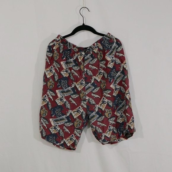 Unique football shorts 90s 100% Silk Men’s M – Abstract Retro Print Lounge - Picture 3 of 5